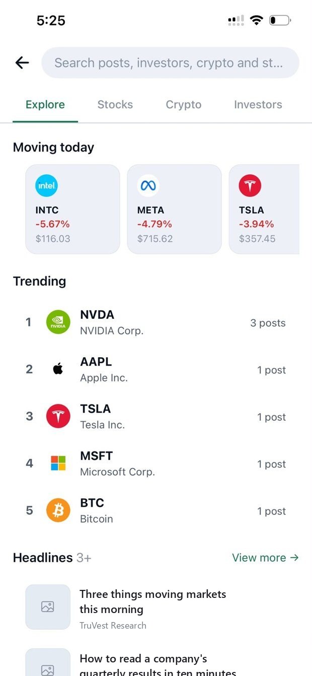 Explore, with the stocks moving today